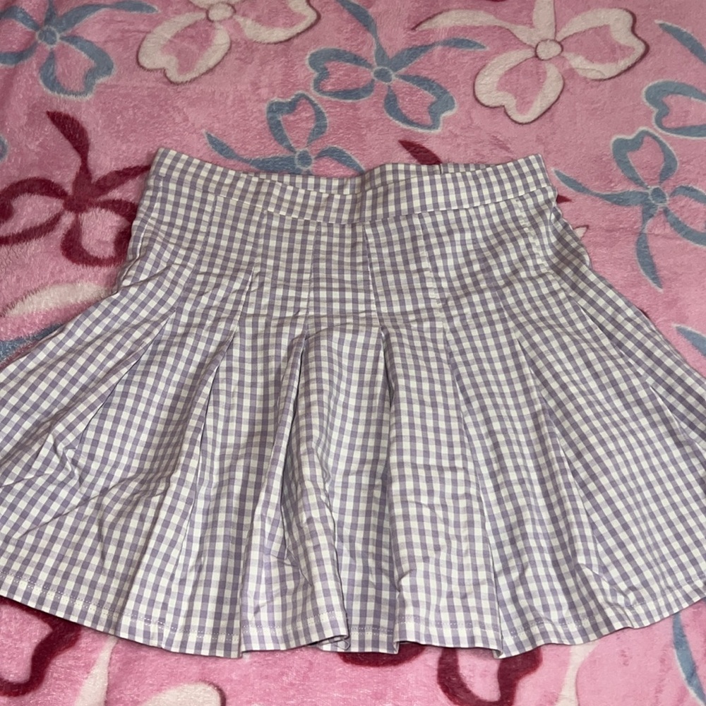 lavender gingham tennis skirt - Picture 3 of 6